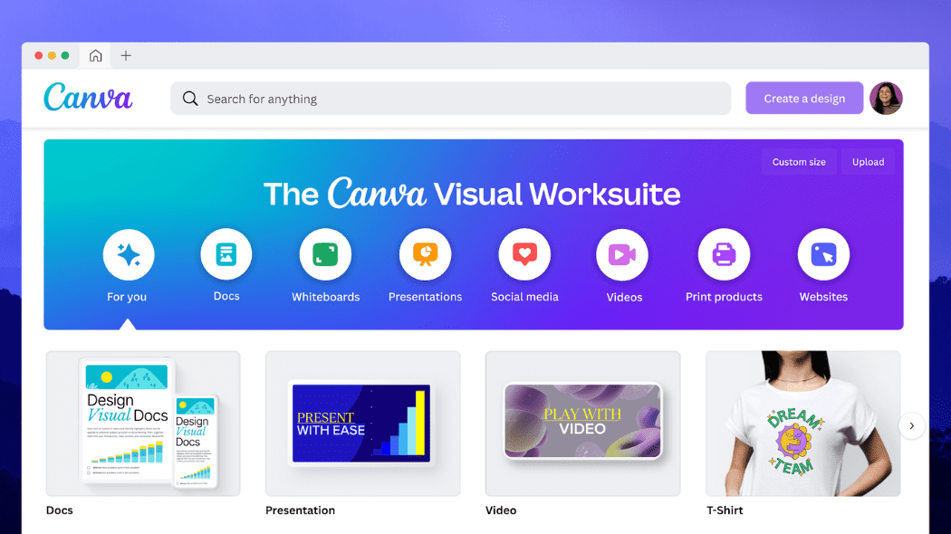 Image of Canva dashboard