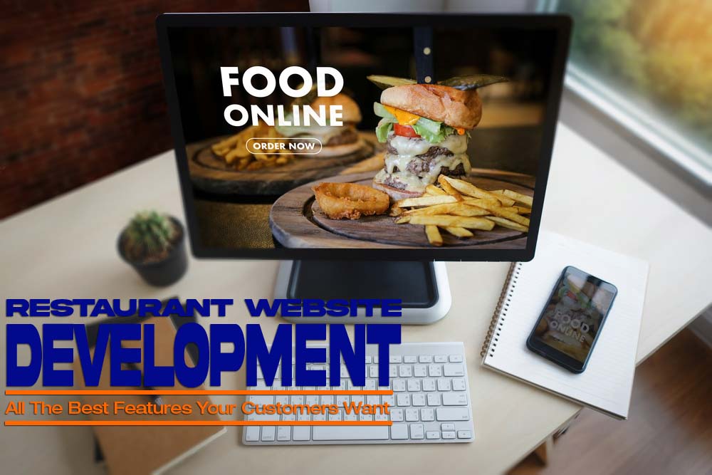 image of a restaurant website on a desktop computer